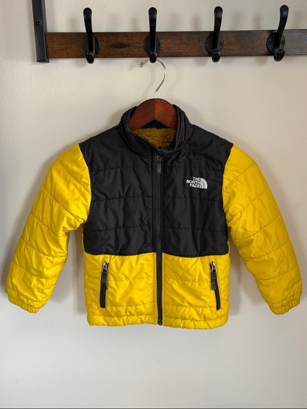 The North Face Kids Colorblock Puffer Reversible Jacket - Black & Yellow